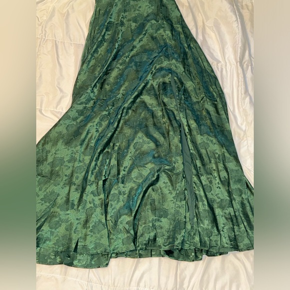 Lulus Made to Marvel Emerald Green Satin Jacquard Strapless Maxi Dress - Picture 7 of 8